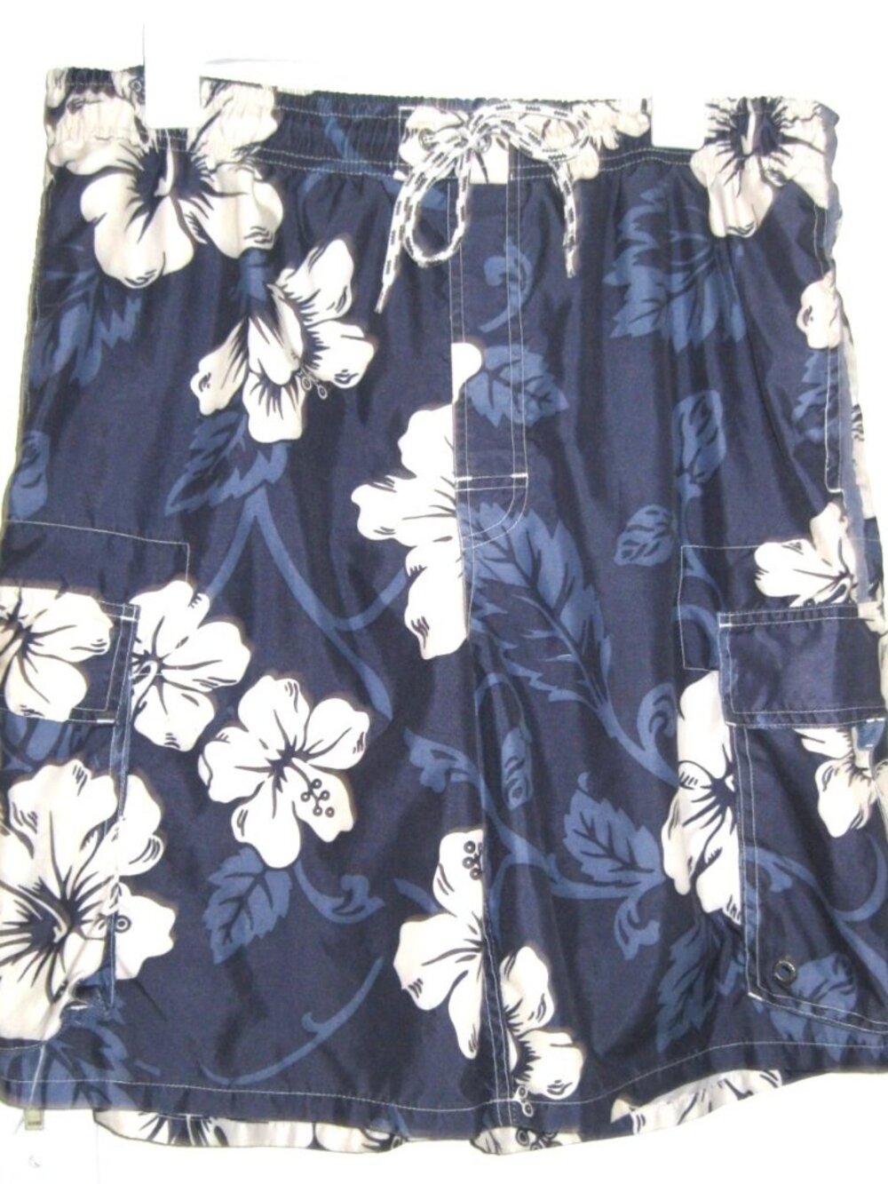 OLD NAVY Swim Shorts Men Large Tropical Floral Mesh Lined Trunks 5 Pockets